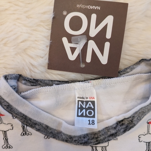 NANO baby 2-pc Outfit Grey Stripe Trim Funny Animal Graphic Unisex 18m - Picture 6 of 7